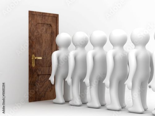 People standing one after a...