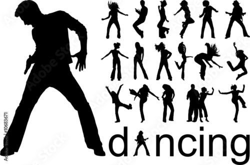 high quality traced dancing people silhouettes vector