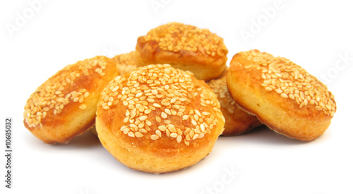 Sesame-covered bread biscuits with cheese, butter and sesame