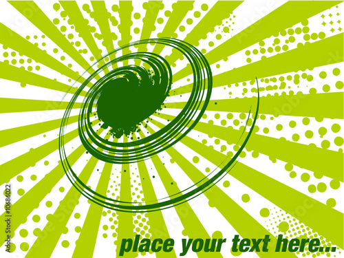 Abstract green tornado splast halftone background with rays