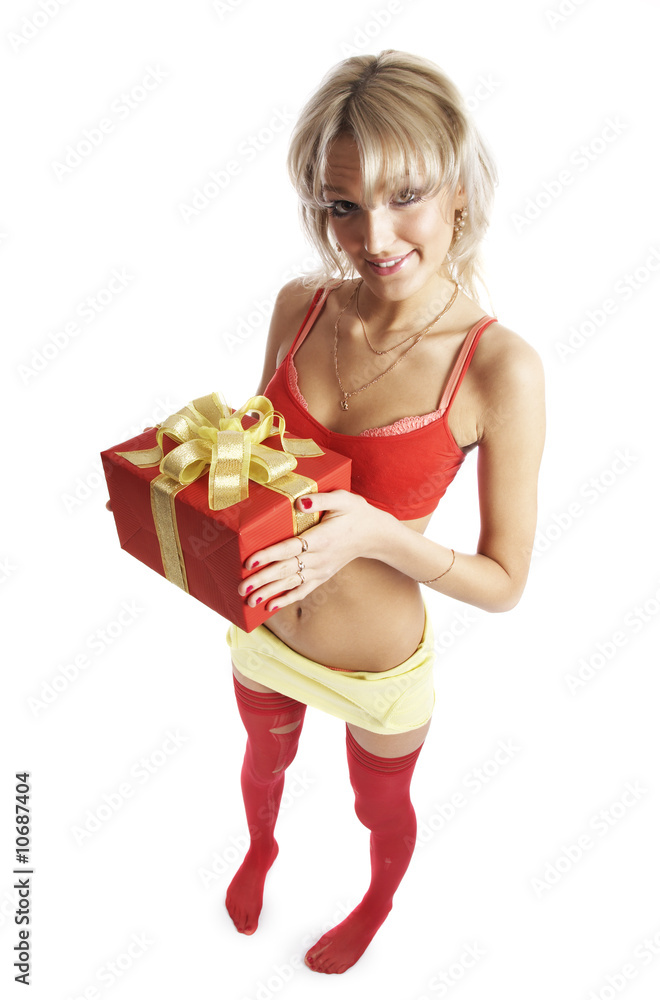 The blonde and a gift The blonde and a gift