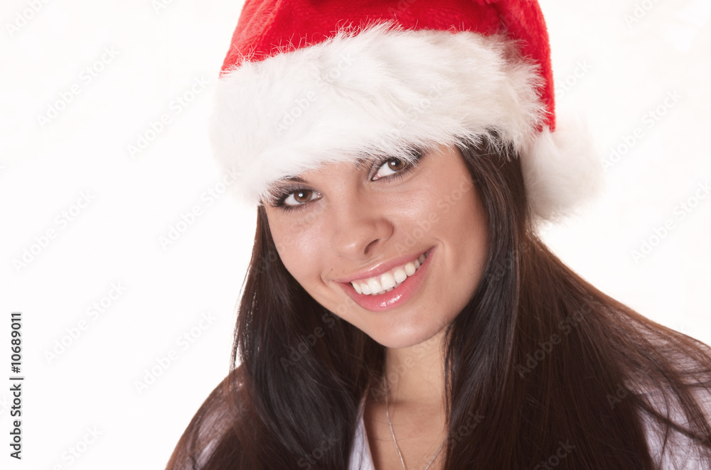 The girl in a New Year's cap The girl in a New Year's cap