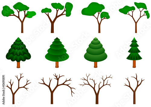 Collection of 12 vector trees