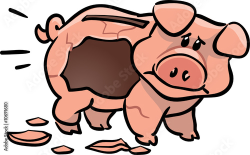 vector cute empty piggy bank illustration