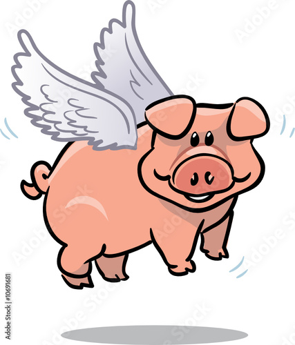 vector cute flying pig illustration