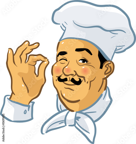 Winking Pizza Chef giving the "okay" sign - vector illustration
