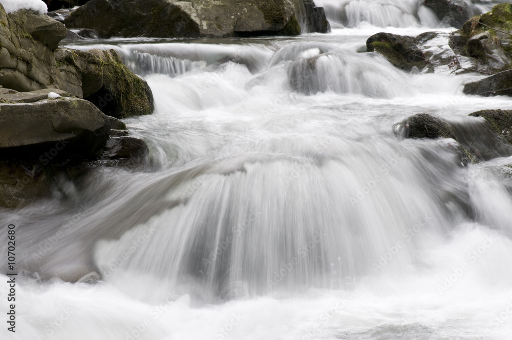 Fototapeta premium Mountain stream in winter morning