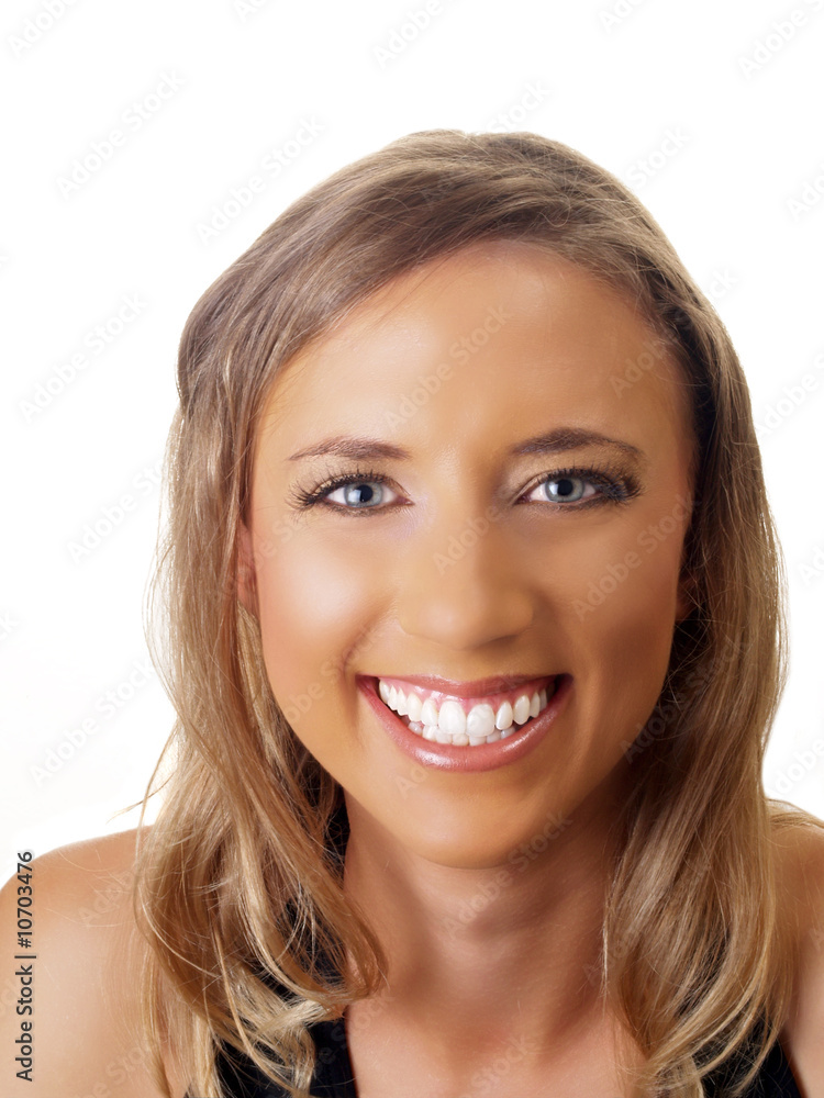 young blond woman with big toothy smile young blond woman with big toothy smile