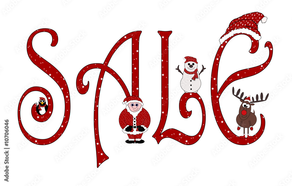 Christmas Sale Sign With Animations Isolated on white Stock