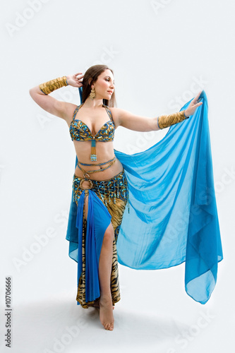 Obraz na plátně Belly dancer in blue