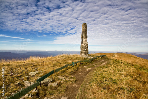 Mountain view with blue sky and clouds (Bieszczady - Poland)