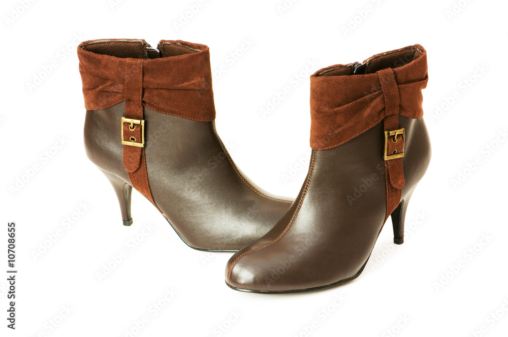 Brown boots isolated on the white background Brown boots isolated on the white background