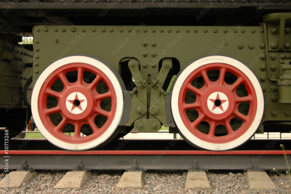 Fototapeta premium Wheels of vintage train.