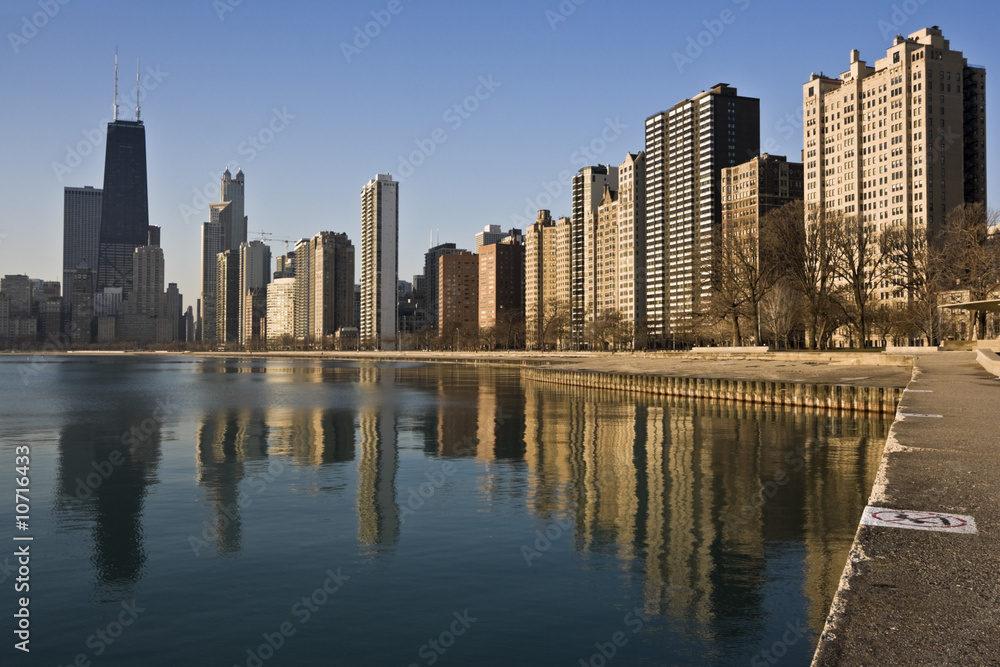 Chicago reflected in Lake Michigan Chicago reflected in Lake Michigan