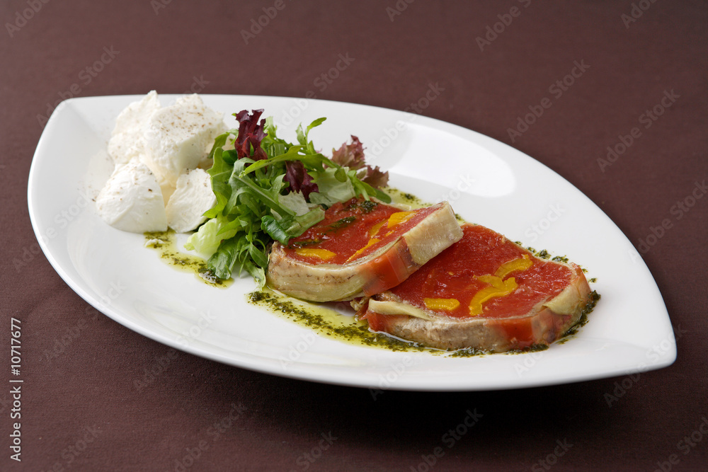 Pork with sweet pepper, with rukkola and cheese. Pork with sweet pepper, with rukkola and cheese.