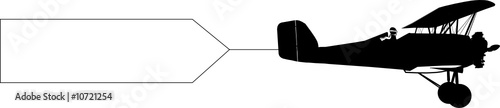 biplane with banner black silhouette