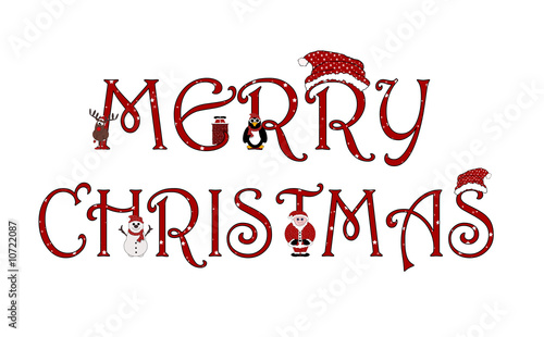Merry Christmas Sign With Animations - Isolated on white