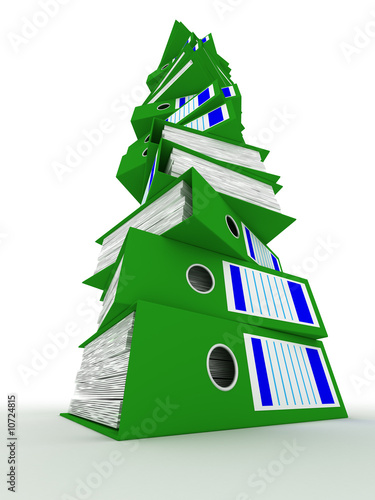 Row of green folders with d...