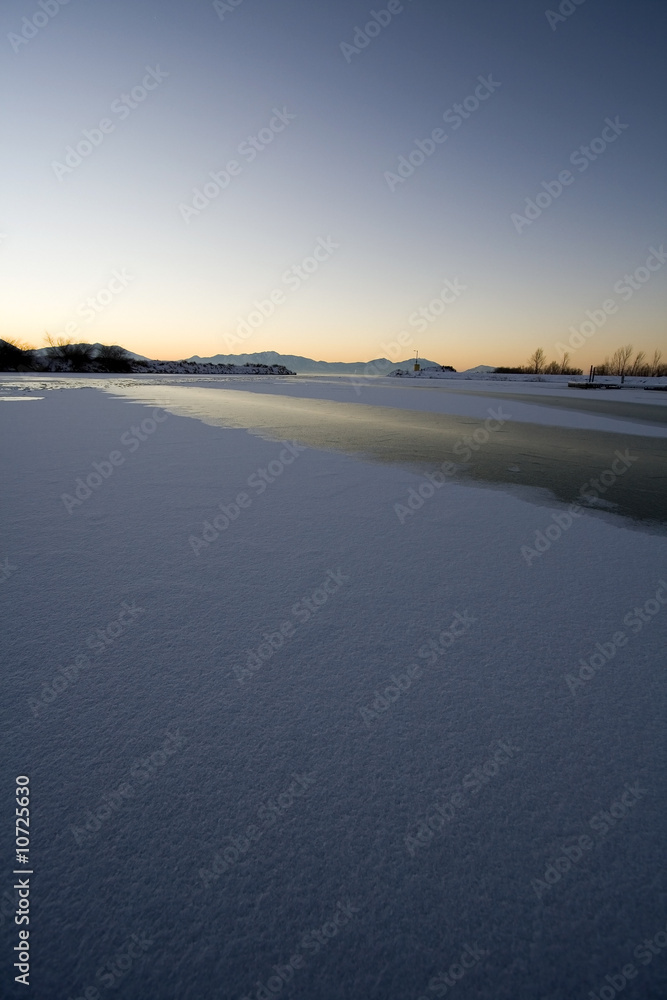 Sunrise over the Frozen Lake