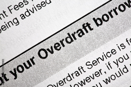 Overdraft Letter close-up. Concept for cost of living. photo