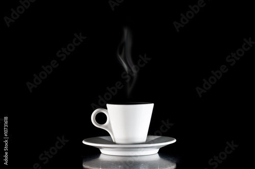 White Cup of coffee on a black background