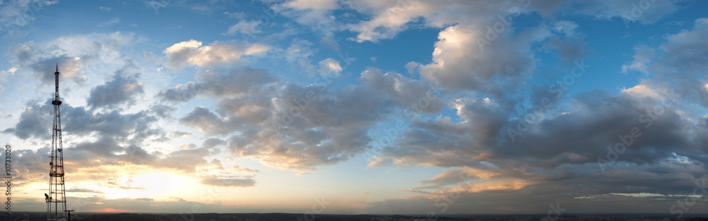 Sunset and tower Sunset and tower