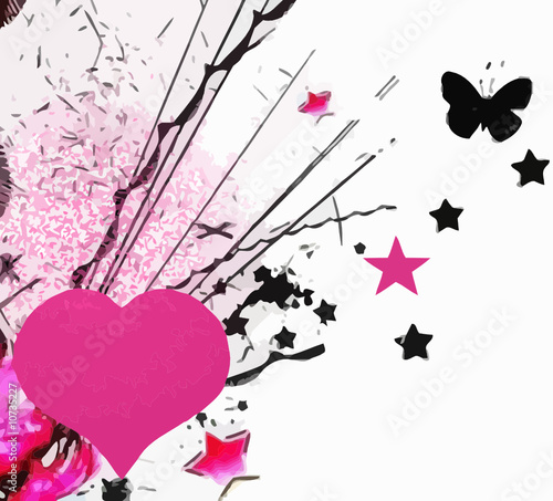 COEUR ROSE FLUO GRUNGE