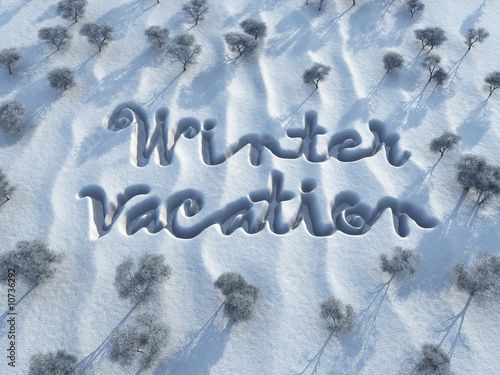 winter vacation, words on snow photo