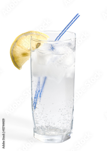 Glass of tonic water, clipping path included