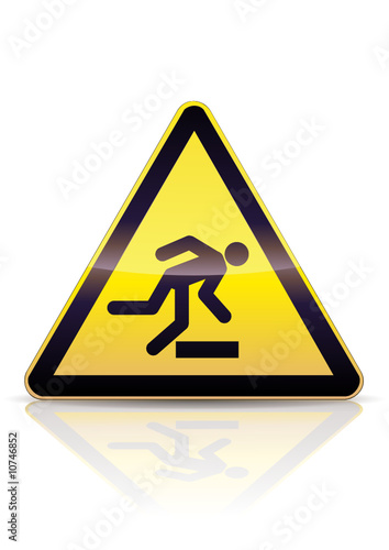 Panneau de danger trébuchement (reflet)