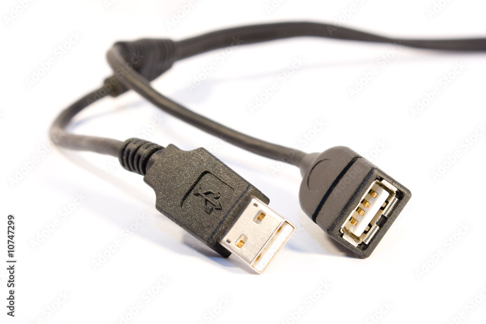 An isolated usb male and female connectors on white background. An isolated usb male and female connectors on white background.