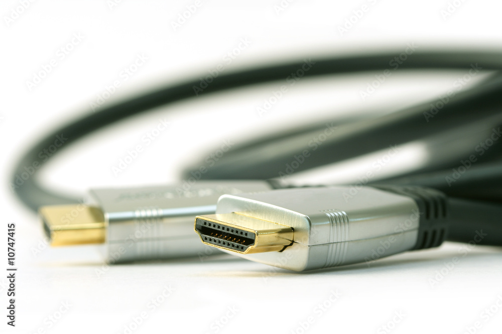 HDMI cable on white background HDMI cable on white background