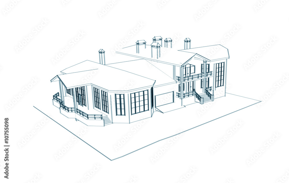 Naklejka premium house: 3d technical draw