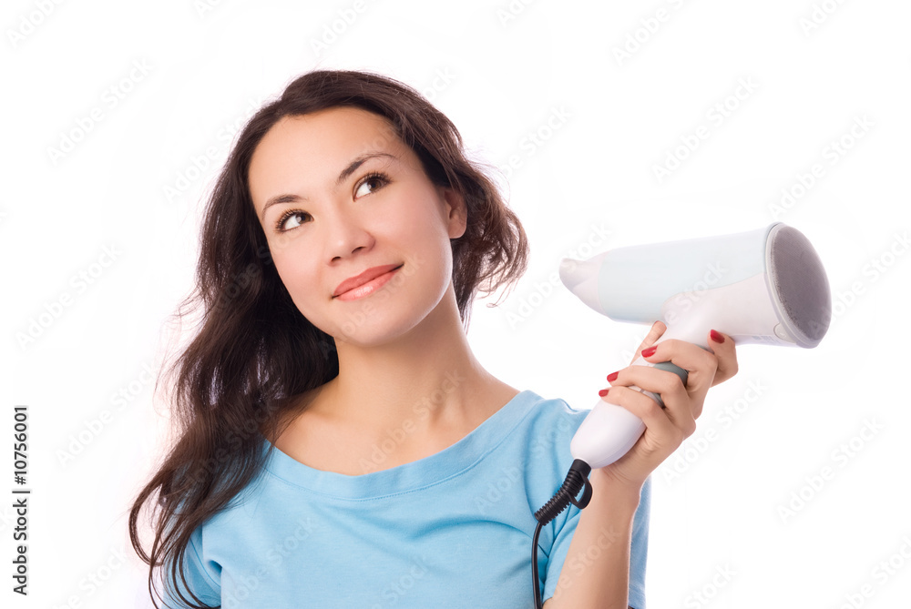 Fototapeta premium beautiful girl with a hairdryer