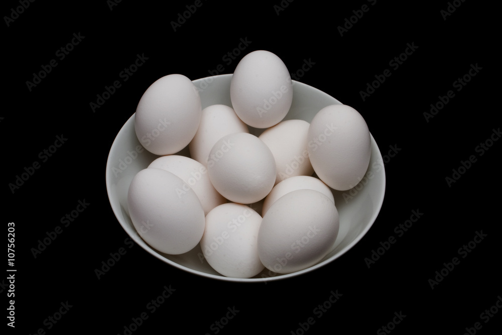 Collection of eggs on black Collection of eggs on black