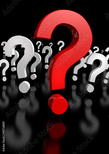 Too Many Questions, only one red! 3d rendering