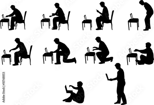 vector illustration of a boy with laptop