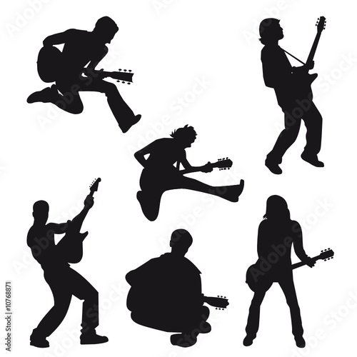 vector silhouette musician with guitar