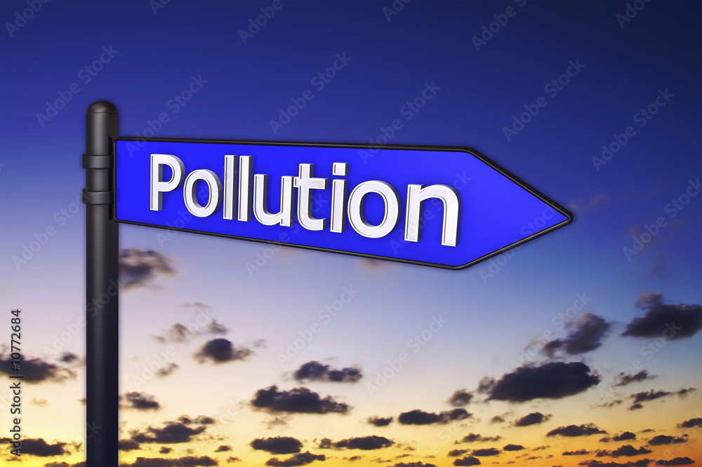 Obraz premium 3d sign pollution - this way