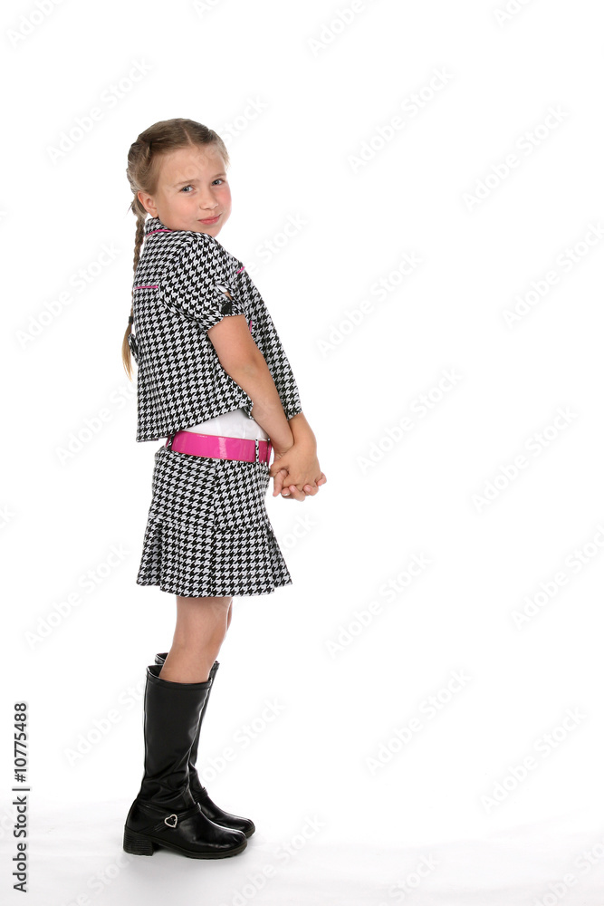 cute girl in black and white checkered skirt and jacket cute girl in black and white checkered skirt and jacket