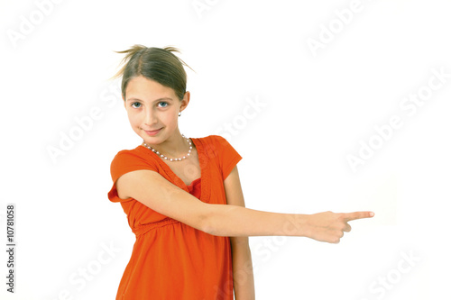 young girl pointing