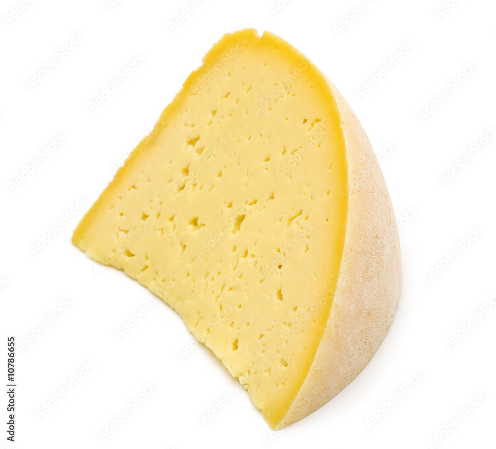 slice cheese on white background