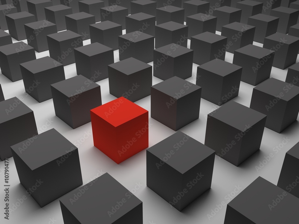 one different red cube one different red cube