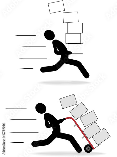 Fast moving speedy delivery shipping symbol people icons
