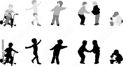 silhouettes of children