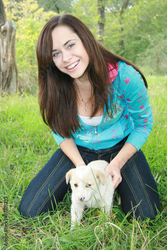 Photography girl and puppy