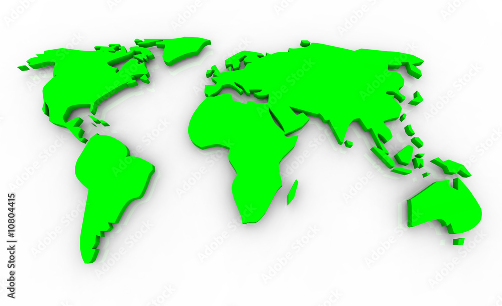 Global Map - Green on White Background