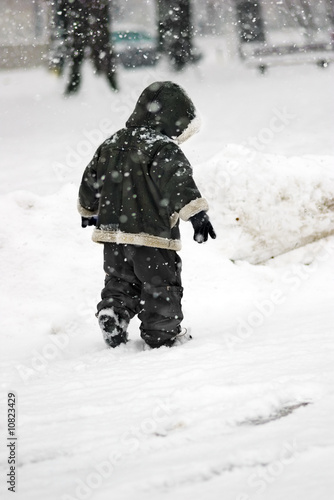 Boy in a snowstorm