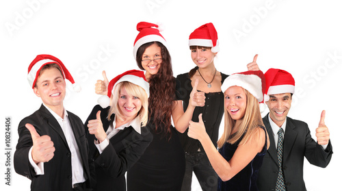christmas business people group with ok gesture