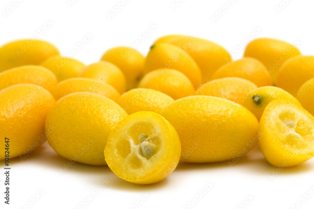 fresh kumquat on white background fresh kumquat on white background